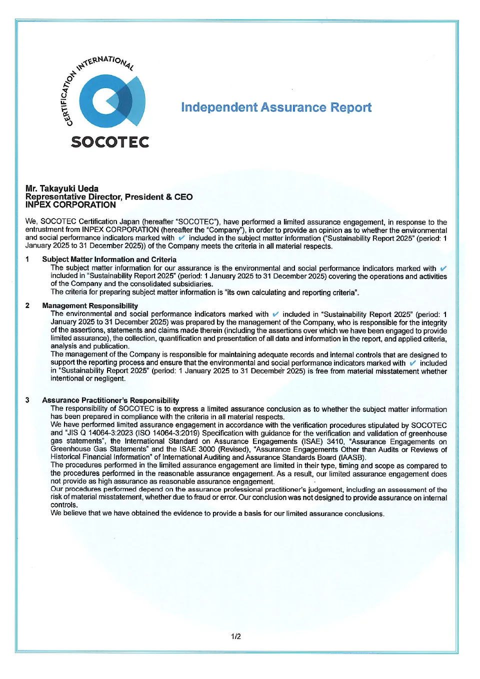 Independent Assurance Report
